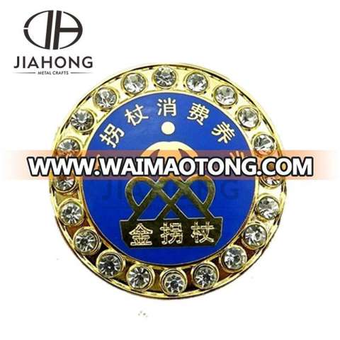 High Quality diamond-bordered brooch lapel pin with custom logo