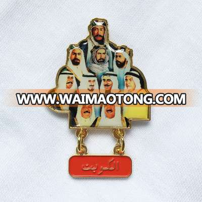 Custom offset Printing Metal hinged Lapel Pin badge uae national day gift